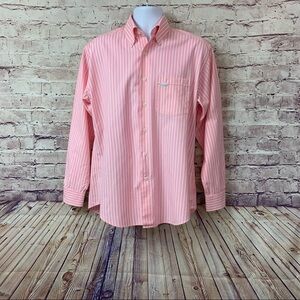 Alex Cannon Pink Striped Button Long Sleeve Dress Shirt